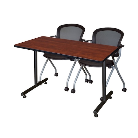 Kobe Rectangle Tables > Training Tables > Kobe Training Table & Chair Sets, 48 W, 30 L, 29 H, Cherry MKTRCT4830CH23BK